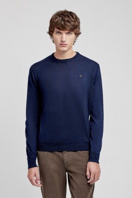 Camisa de estrangulador mixto de lana azul
